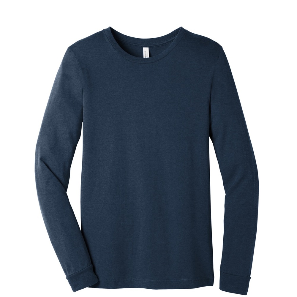 Bella Canvas Long Sleeve CVC Heather Navy Tee